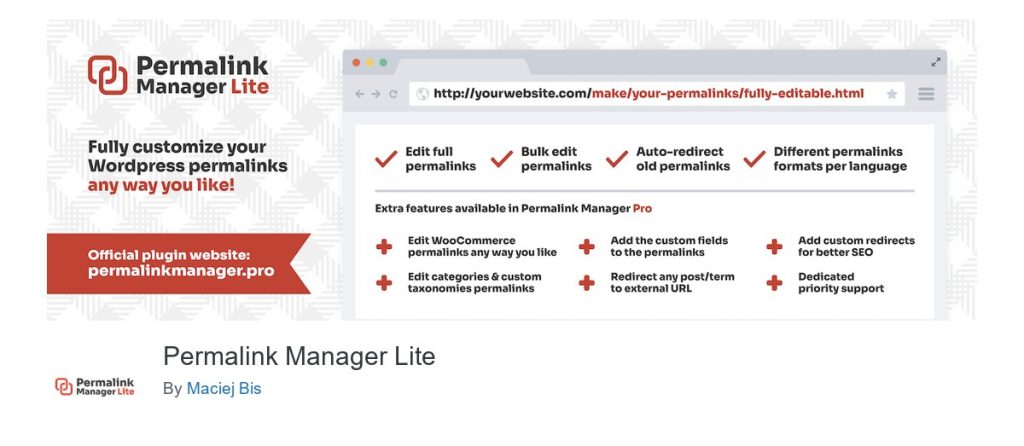 Permalink Manager Pro: the Permalink Manager banner and listing header on WordPress.org